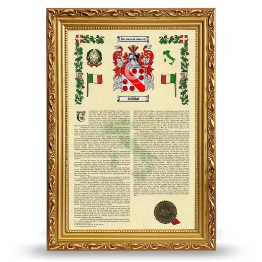 Soldini Armorial History Framed - Gold
