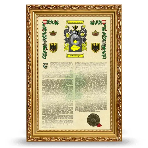 Solenberger Armorial History Framed - Gold