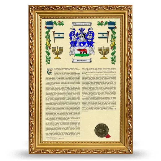 Solomons Armorial History Framed - Gold