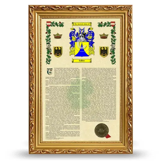 Solter Armorial History Framed - Gold