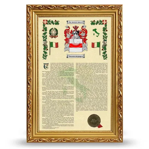 Sommacampagna Armorial History Framed - Gold
