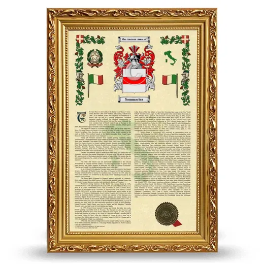 Sommariva Armorial History Framed - Gold