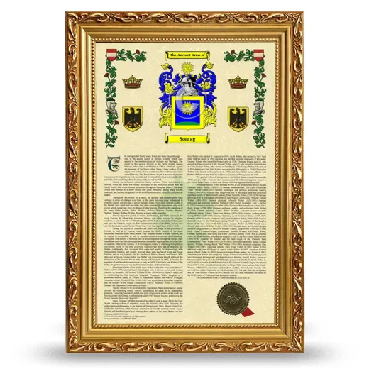 Sontag Armorial History Framed - Gold