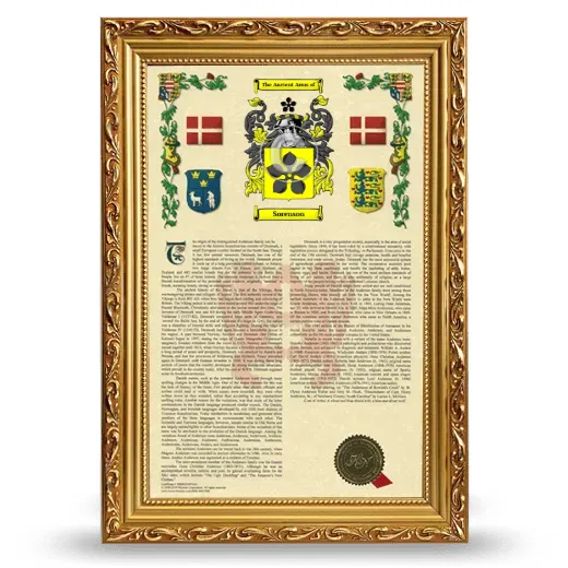 Sorenson Armorial History Framed - Gold