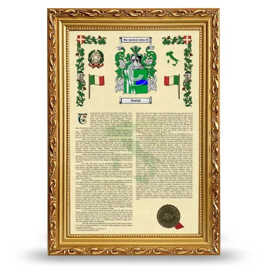 Sorini Armorial History Framed - Gold