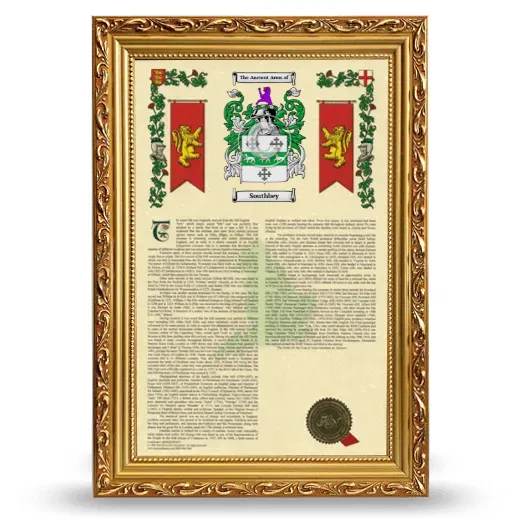 Southbey Armorial History Framed - Gold