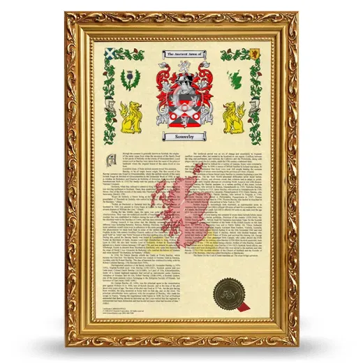 Sowerby Armorial History Framed - Gold