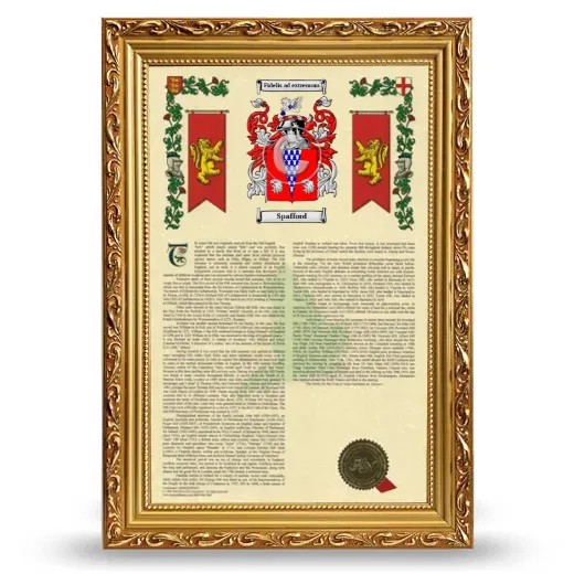 Spafford Armorial History Framed - Gold