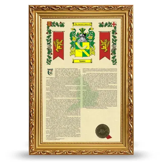 Spano Armorial History Framed - Gold