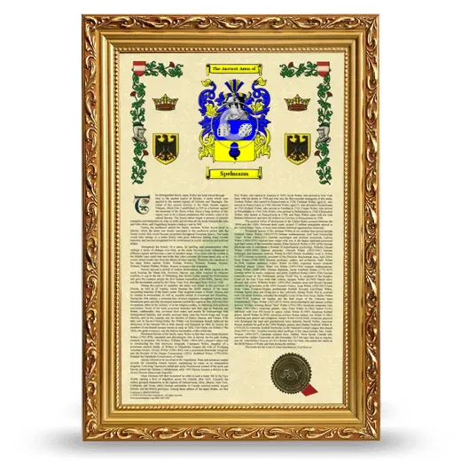 Spelmann Armorial History Framed - Gold