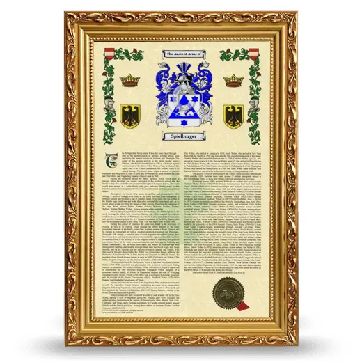 Spielburger Armorial History Framed - Gold