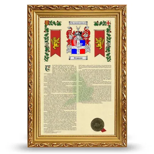 St'amour Armorial History Framed - Gold