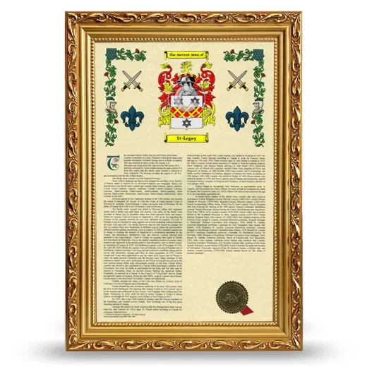 St-Legay Armorial History Framed - Gold