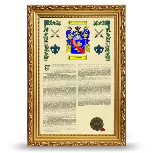 St-Pierre Armorial History Framed - Gold