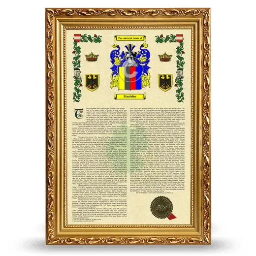 Stadeler Armorial History Framed - Gold