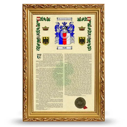 Staib Armorial History Framed - Gold
