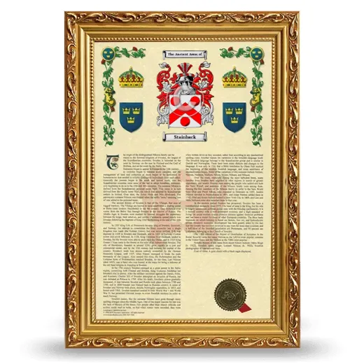 Stainback Armorial History Framed - Gold