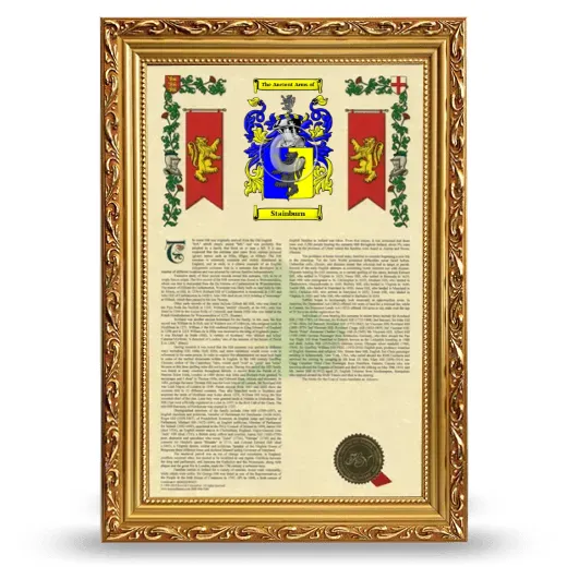 Stainburn Armorial History Framed - Gold