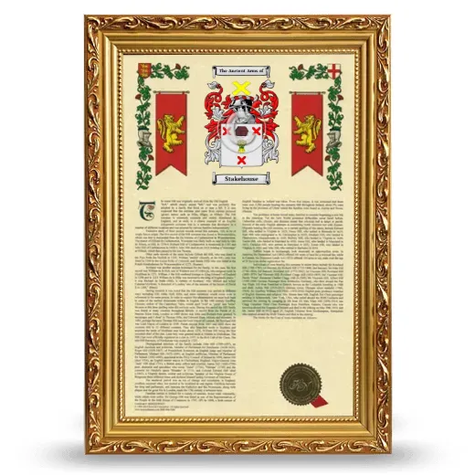 Stakehouse Armorial History Framed - Gold