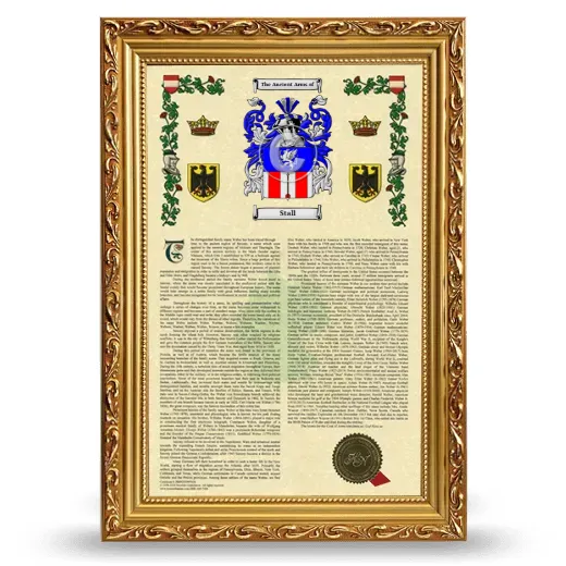 Stall Armorial History Framed - Gold
