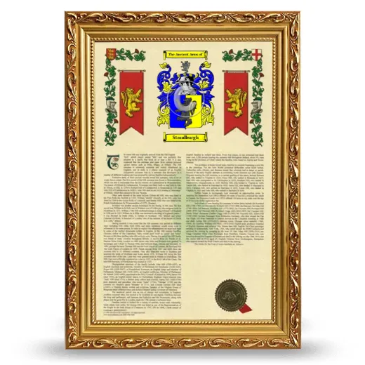 Standburgh Armorial History Framed - Gold