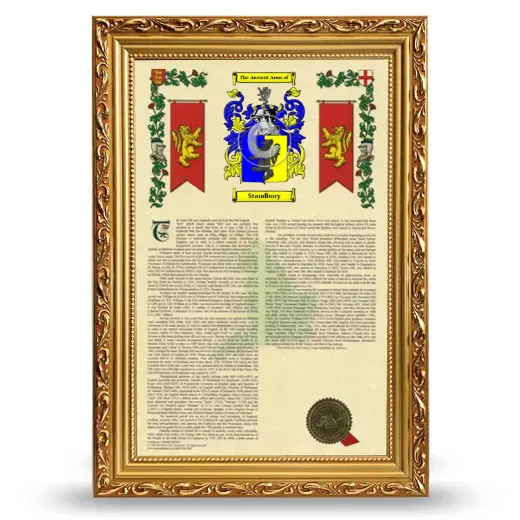 Standbury Armorial History Framed - Gold