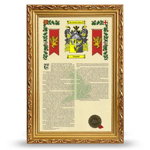 Stanett Armorial History Framed - Gold