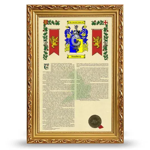 Stansberry Armorial History Framed - Gold