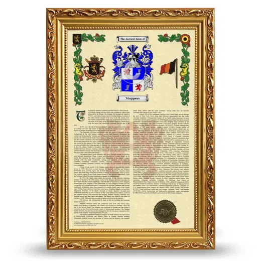 Stappers Armorial History Framed - Gold