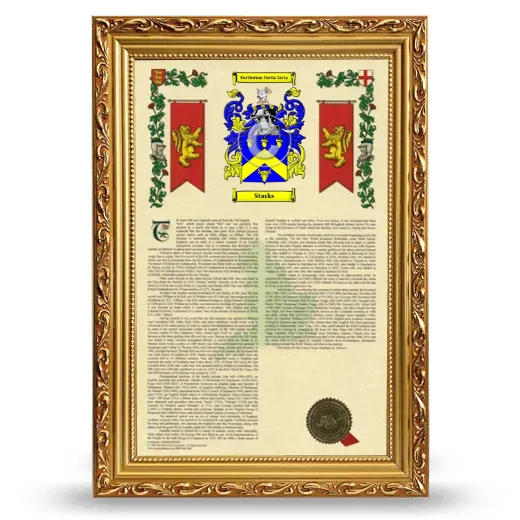 Starks Armorial History Framed - Gold