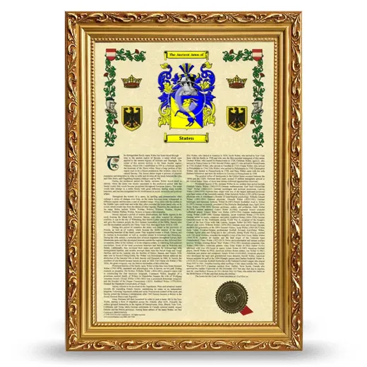 Staten Armorial History Framed - Gold