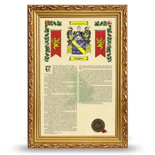 Staughton Armorial History Framed - Gold