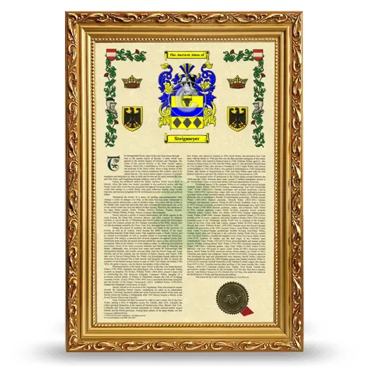 Steigmeyer Armorial History Framed - Gold