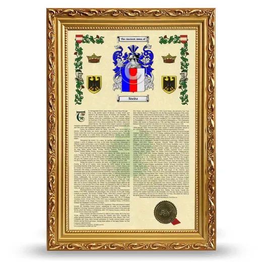 Steitz Armorial History Framed - Gold