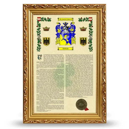 Stetton Armorial History Framed - Gold