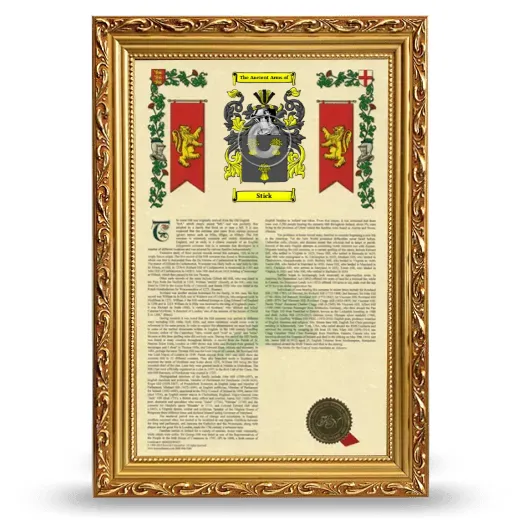 Stick Armorial History Framed - Gold