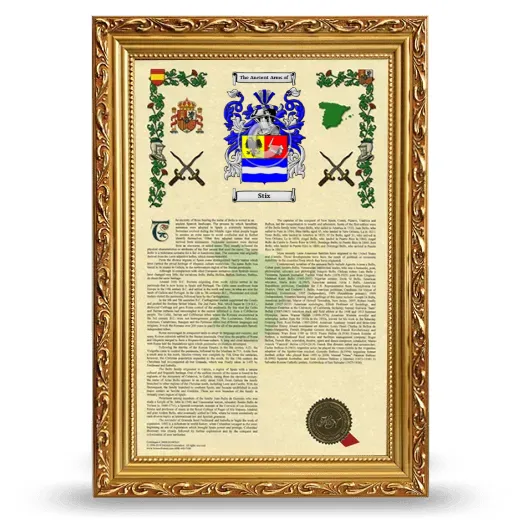 Stix Armorial History Framed - Gold