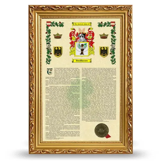 Stockhauser Armorial History Framed - Gold