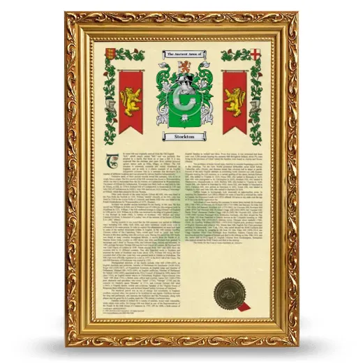 Stockton Armorial History Framed - Gold
