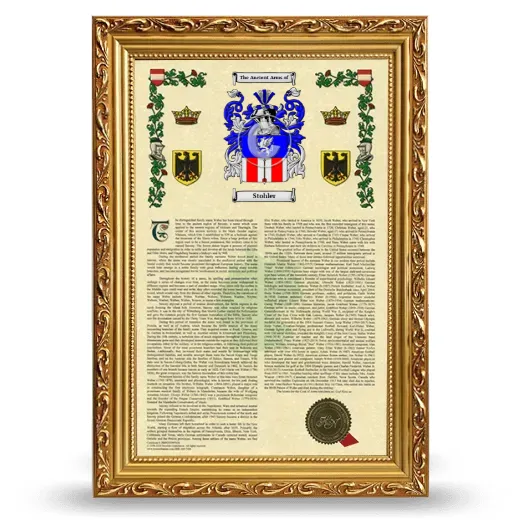 Stohler Armorial History Framed - Gold