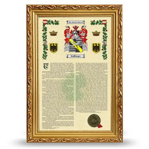 Stollberger Armorial History Framed - Gold