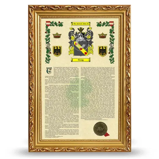 Stong Armorial History Framed - Gold