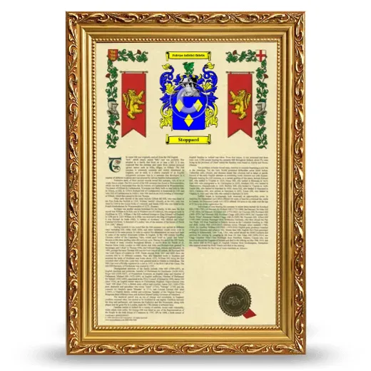 Stoppard Armorial History Framed - Gold