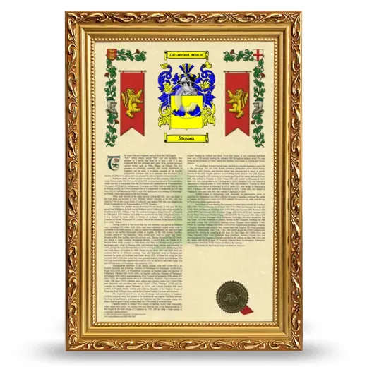 Stovan Armorial History Framed - Gold