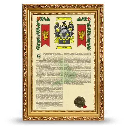 Stoyles Armorial History Framed - Gold