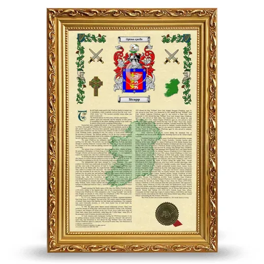 Strapp Armorial History Framed - Gold