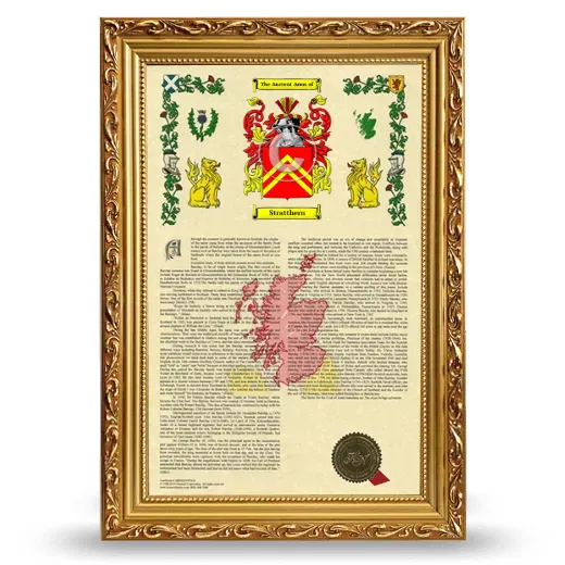 Stratthern Armorial History Framed - Gold