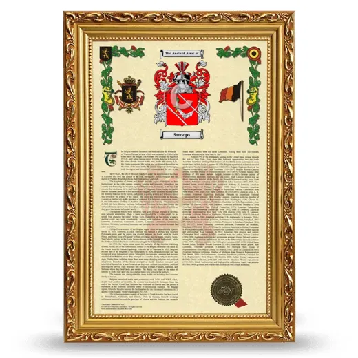 Stroops Armorial History Framed - Gold