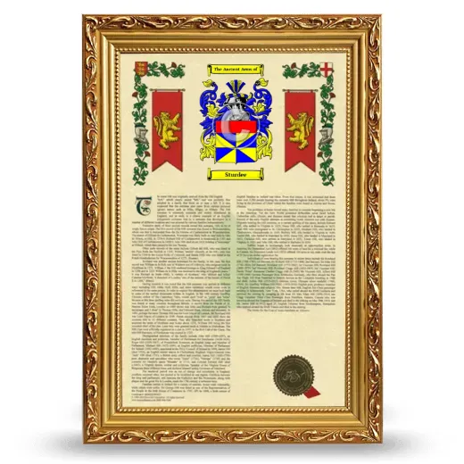 Sturdee Armorial History Framed - Gold