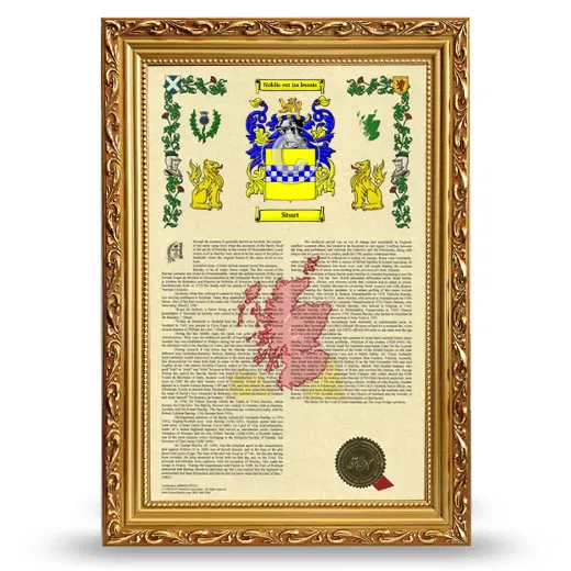 Sturt Armorial History Framed - Gold